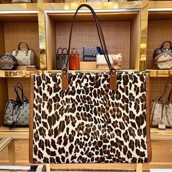 Tory Burch Ella Leopard Canvas Tote - Picture 2 of 8